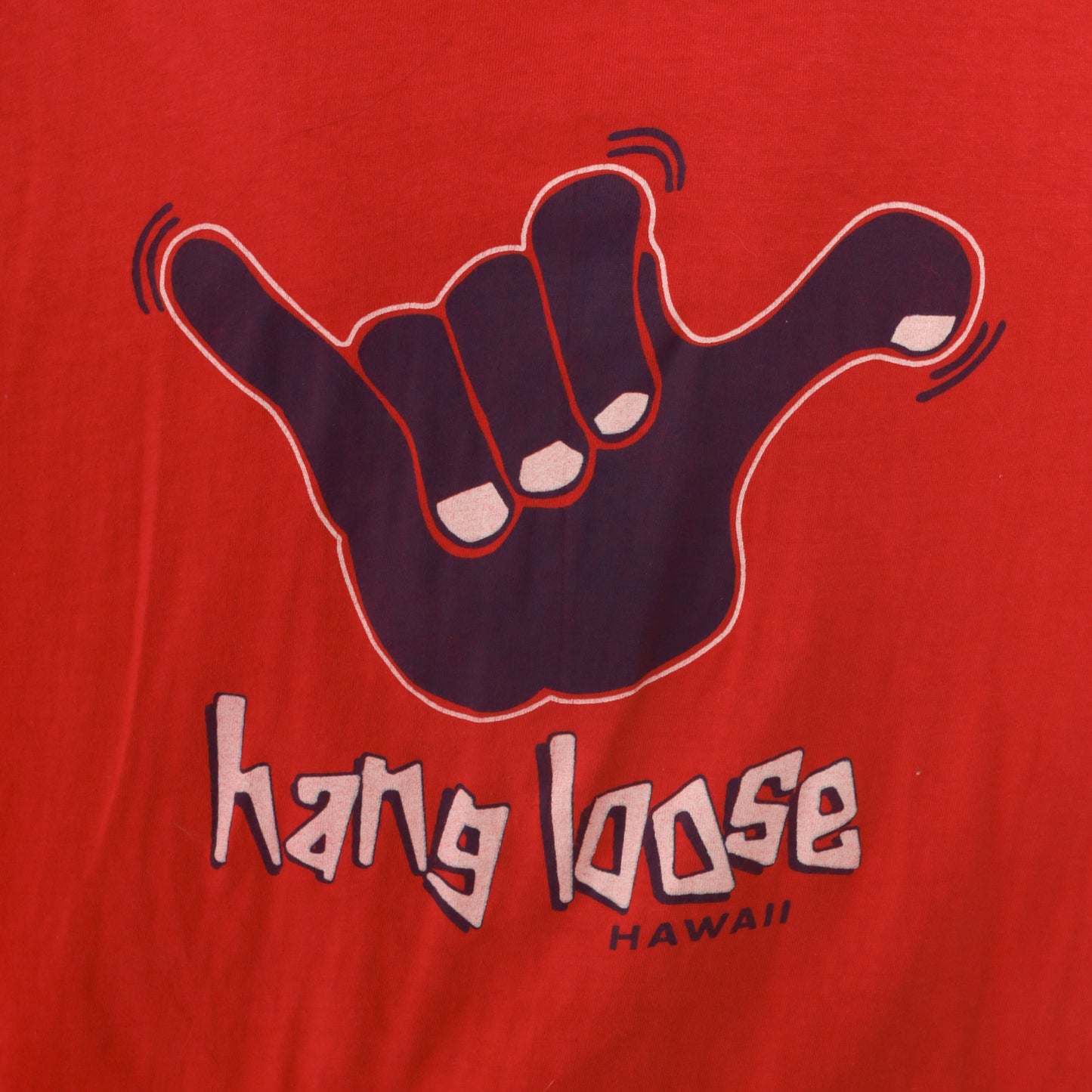 Vintage 80s Hang Loose Hawaii Red Graphic T-Shirt XL