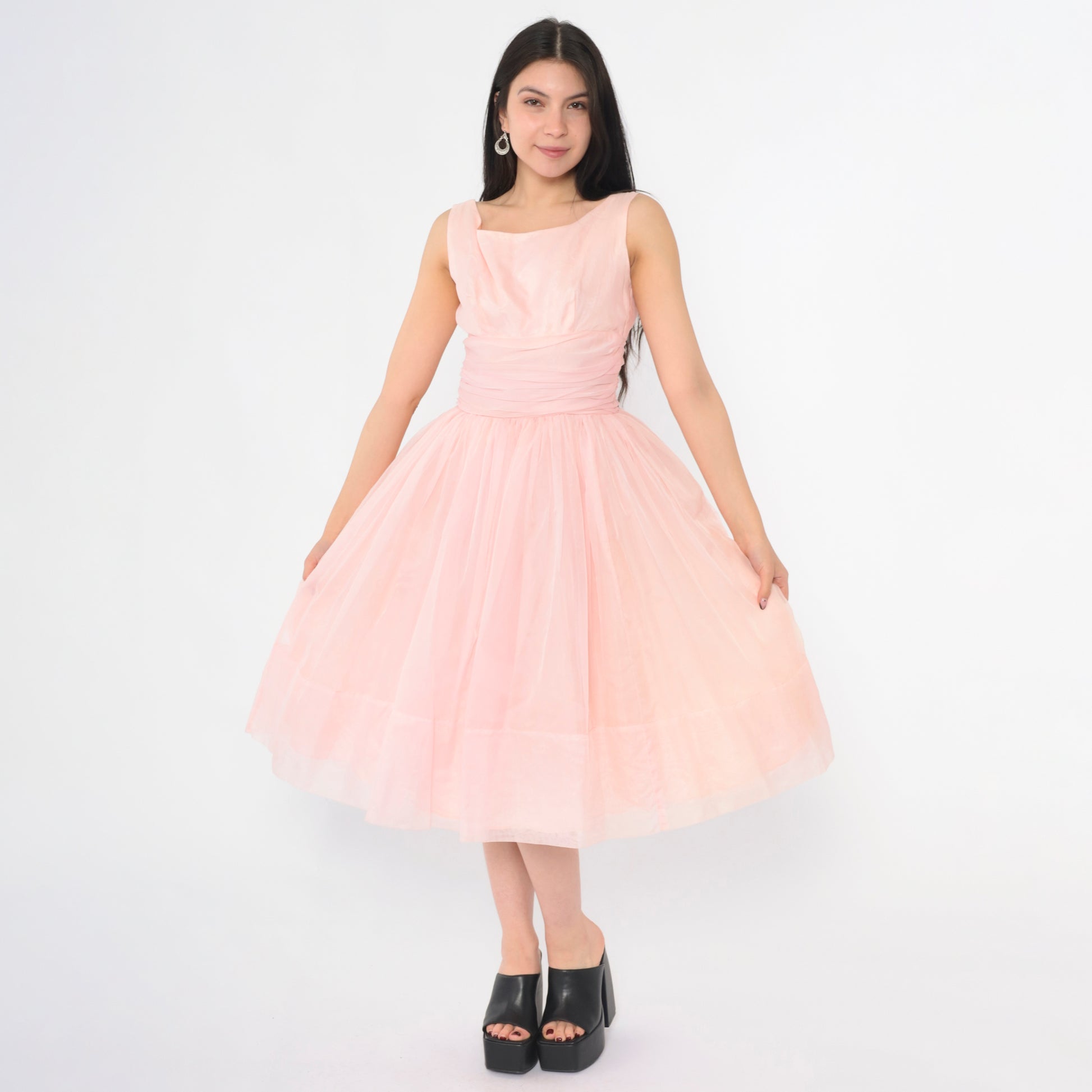 Vintage 60s Pink Chiffon Party Dress Midi Pastel Cocktail 1960s High W Shopexile Vintage 60s Pink Chiffon Party Dress Midi Pastel Cocktail 1960s High W Shopexile