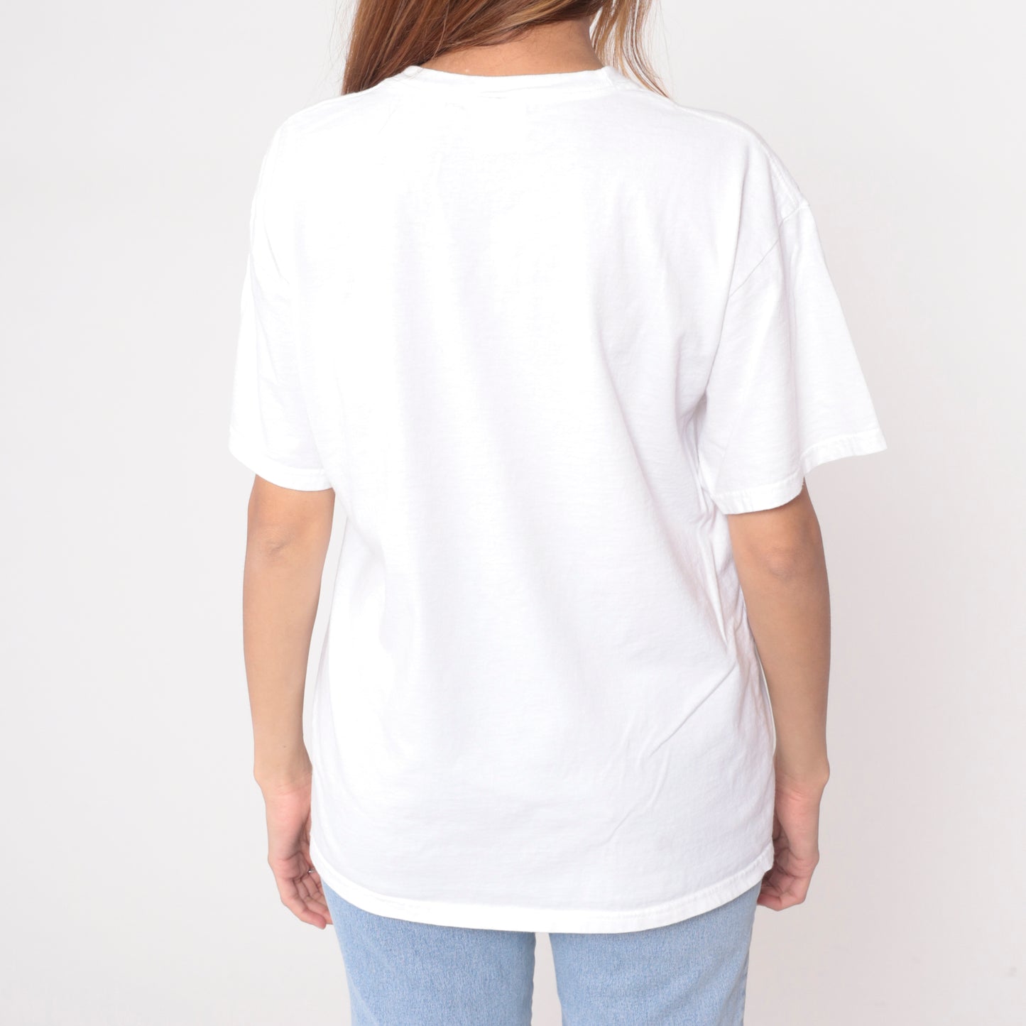 Y2K White Cotton T-Shirt I Love VU University College Graphic Tee Hanes Campus Vintage 2000s Letter Print Heart Logo School Spirit Large L