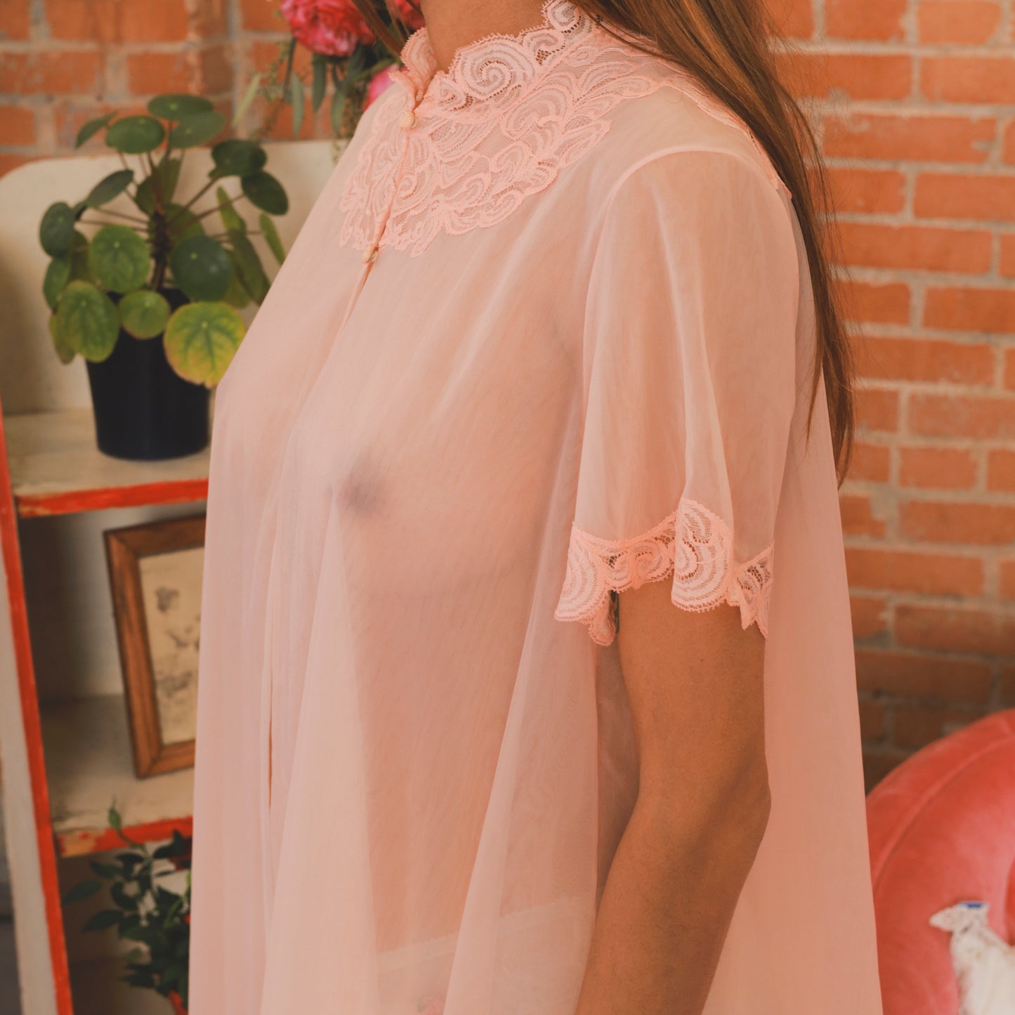 70s Blush Pink Open Nightgown