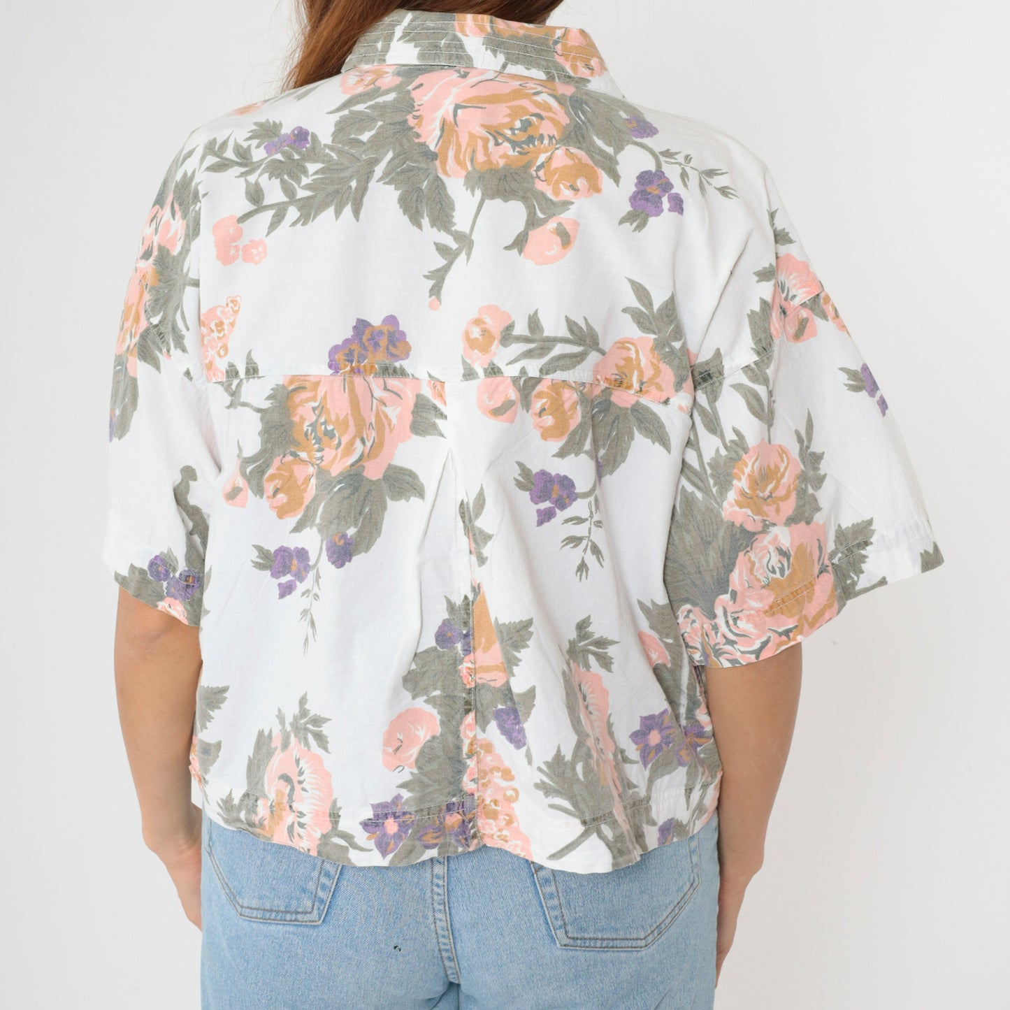 90s Chest Pocket Floral Blouse M