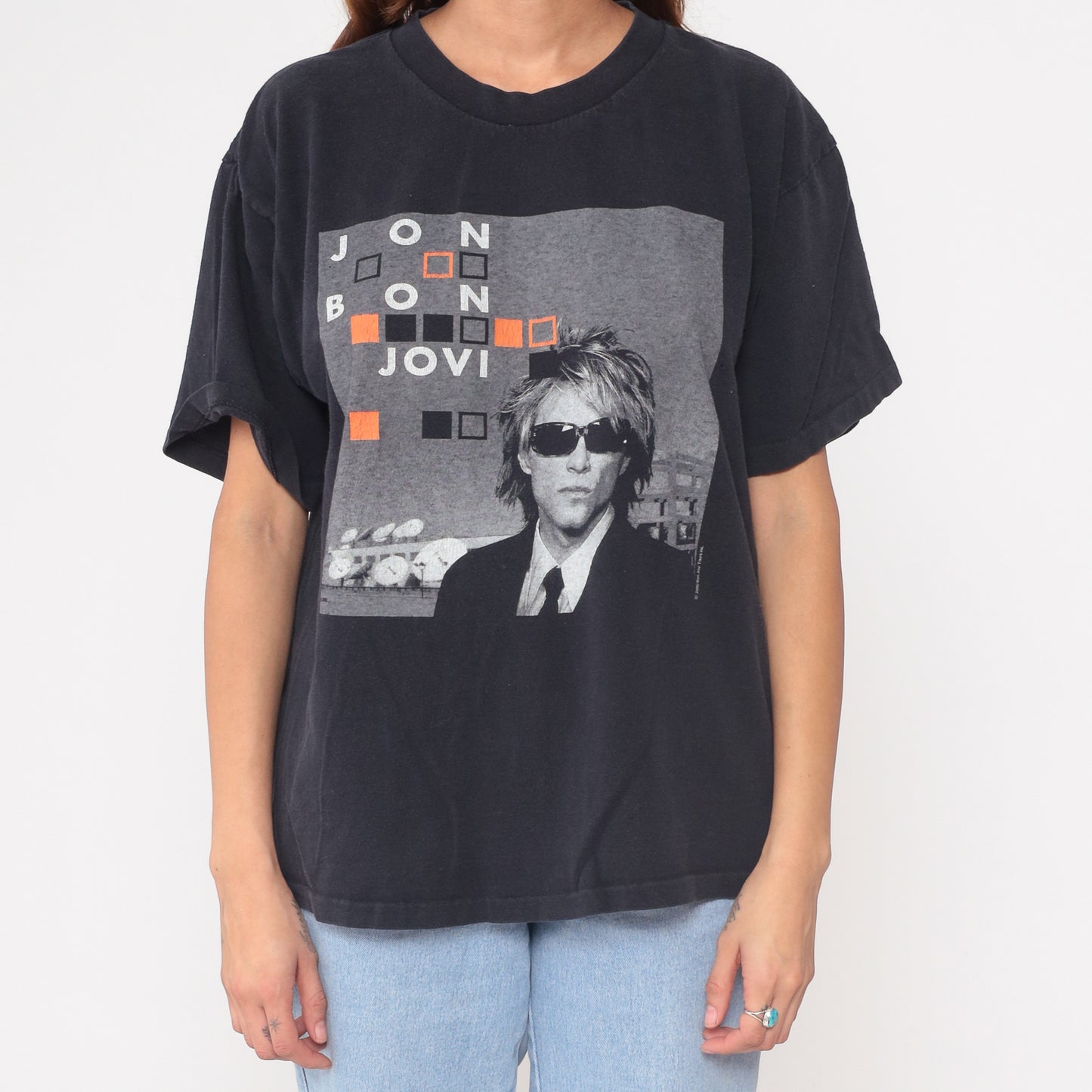 Bon Jovi Y2K Crush Tour 2000 Concert Tee Black Cotton Band Shirt Vintage Rock Music Tour Dates Jon Bon Jovi Sunglasses Music Merch Large L