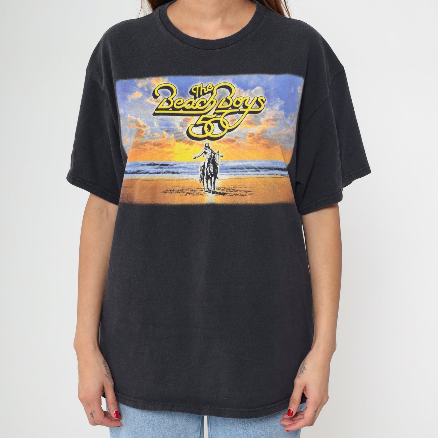 Beach Boys Concert Shirt Y2k  Tour Dates Band Tee Black Cotton Graphic Sunset Horse Vintage Short Sleeve Crew Neck Delta Tag Extra Large XL
