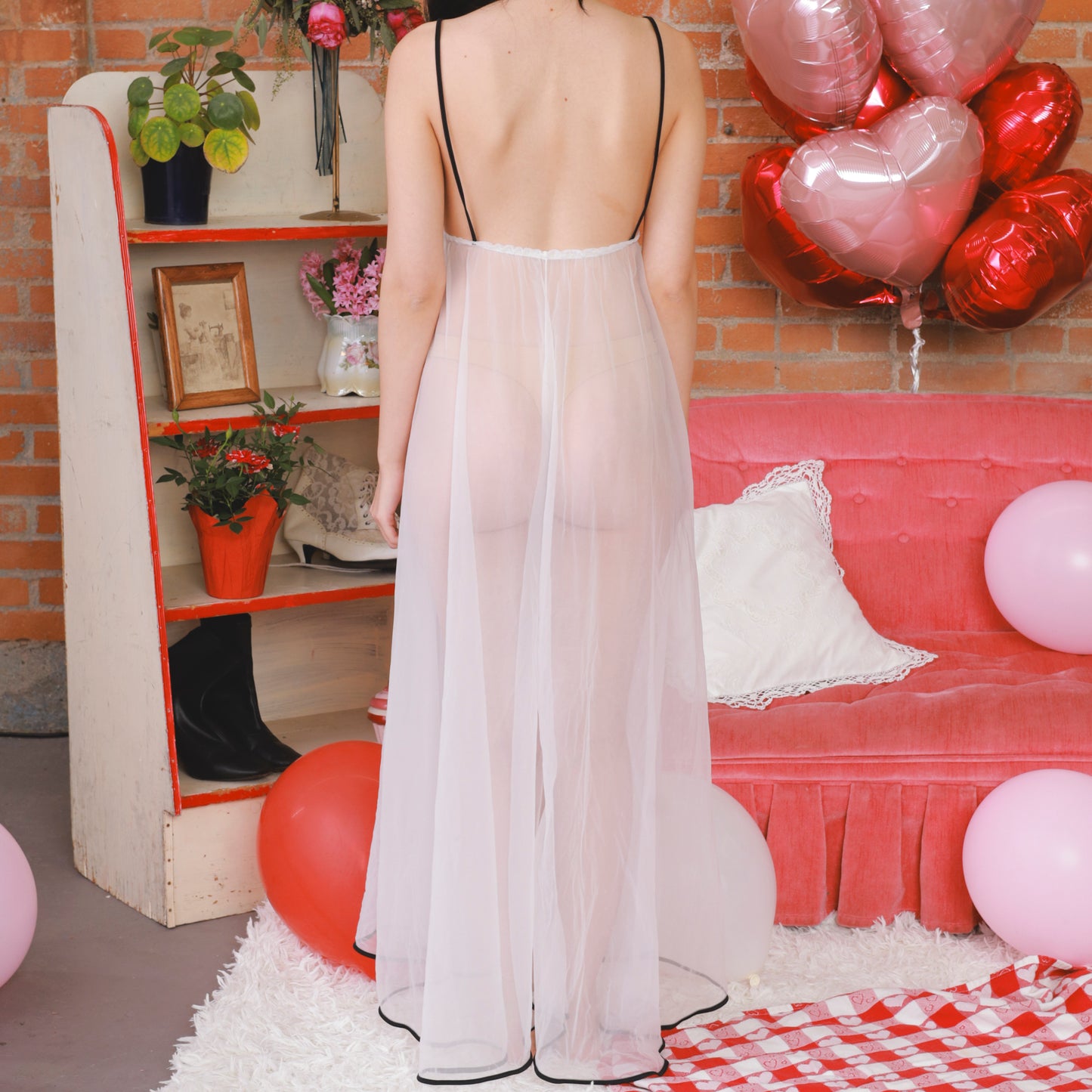 Love Sheer White Nightgown 70s Lingerie Slip Dress