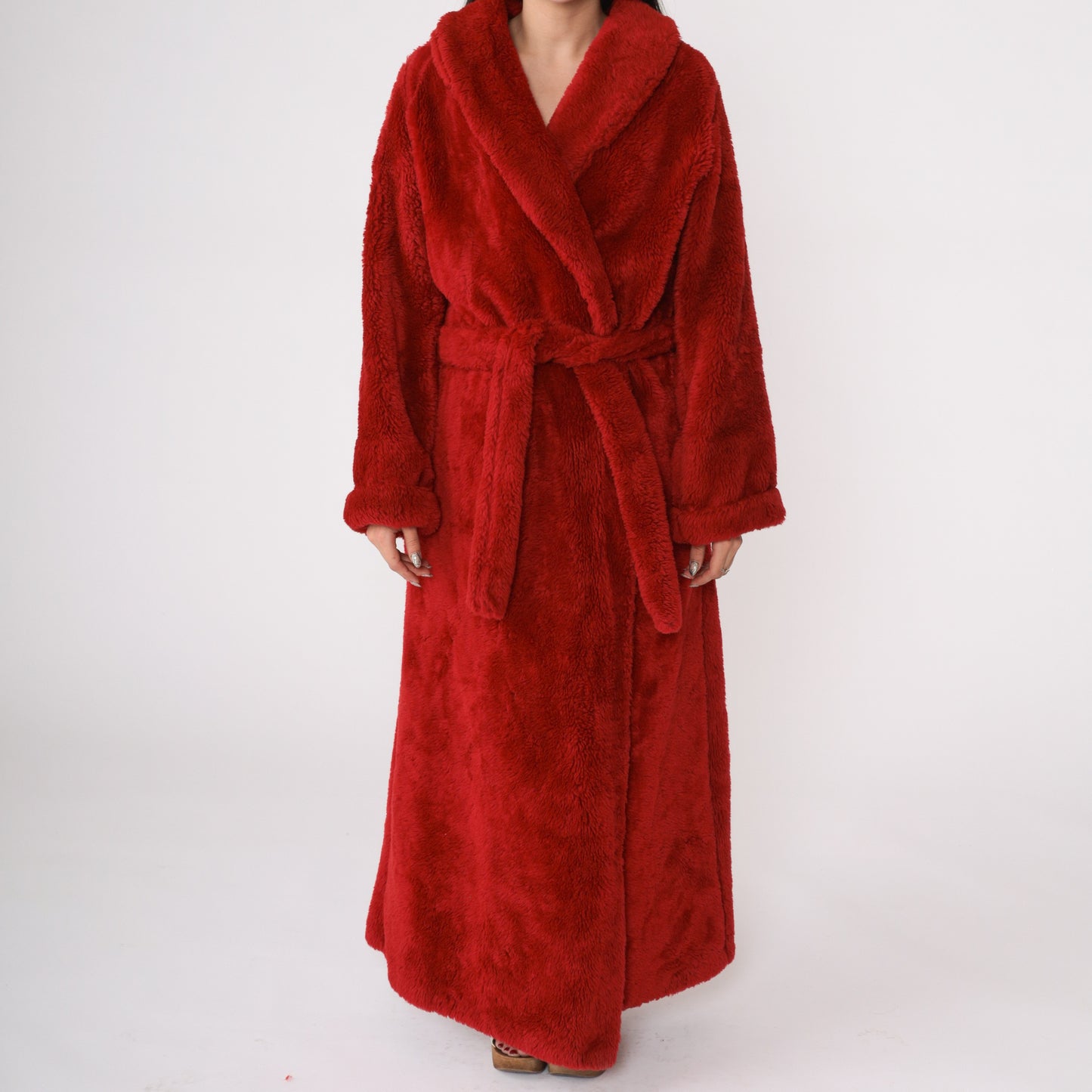 80's Red Fuzzy Lounge Robe