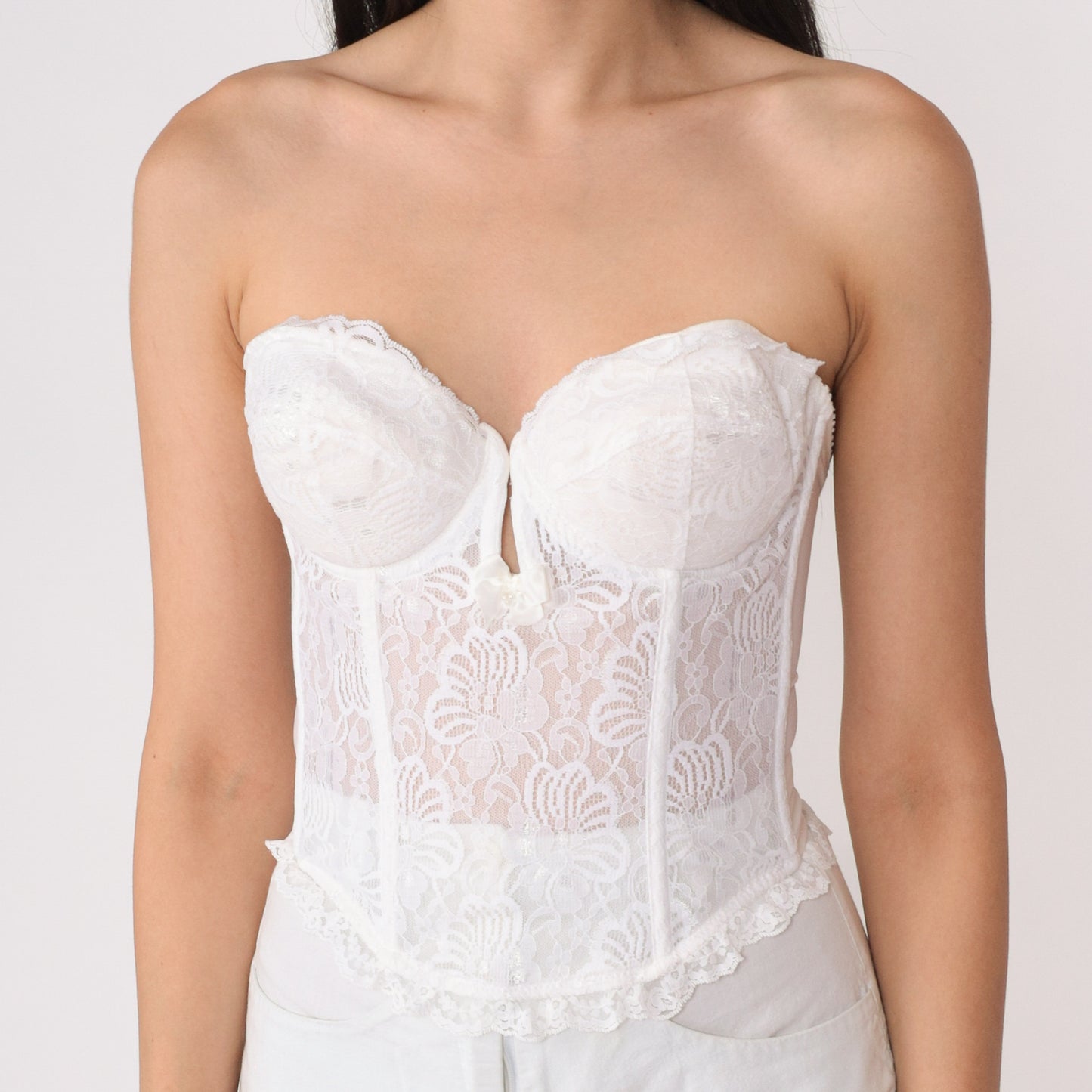 80's White Lace Bustier