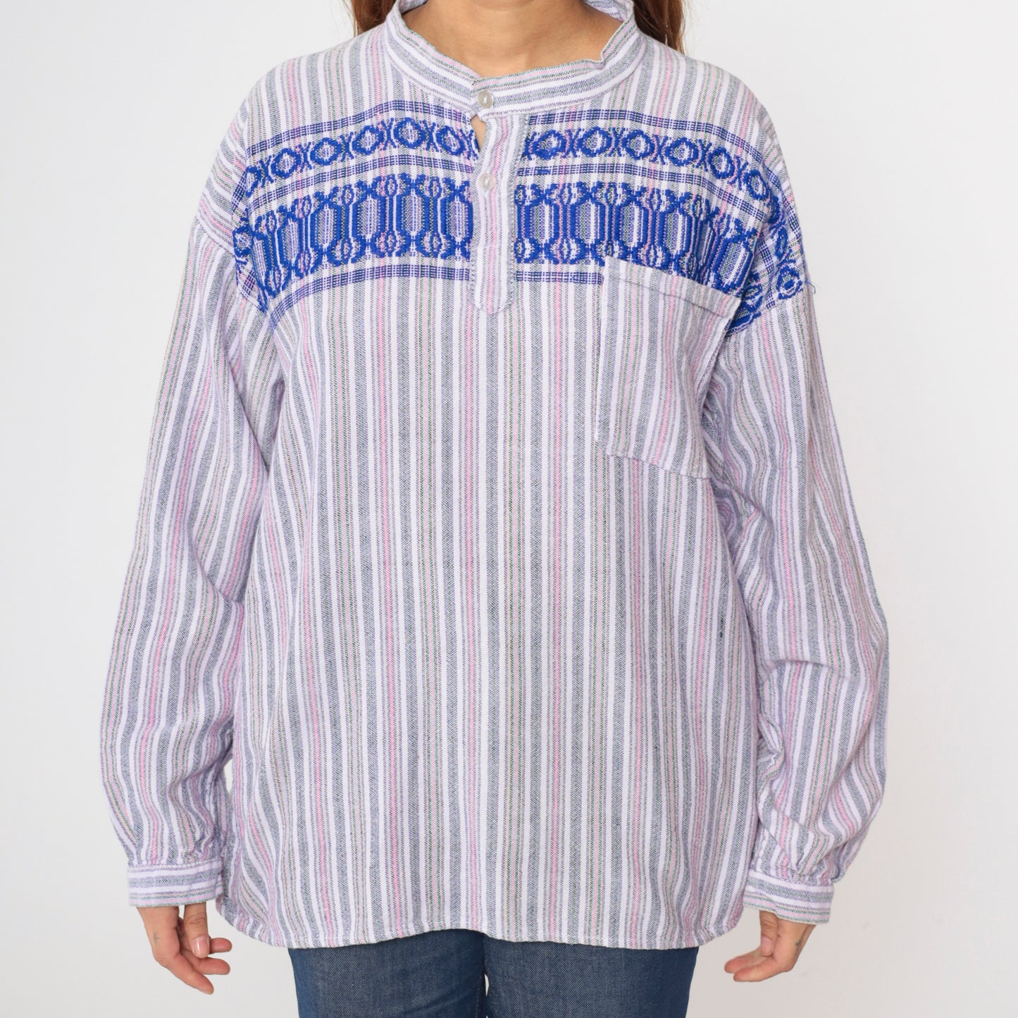 Vintage Striped Baja Pullover Shirt L