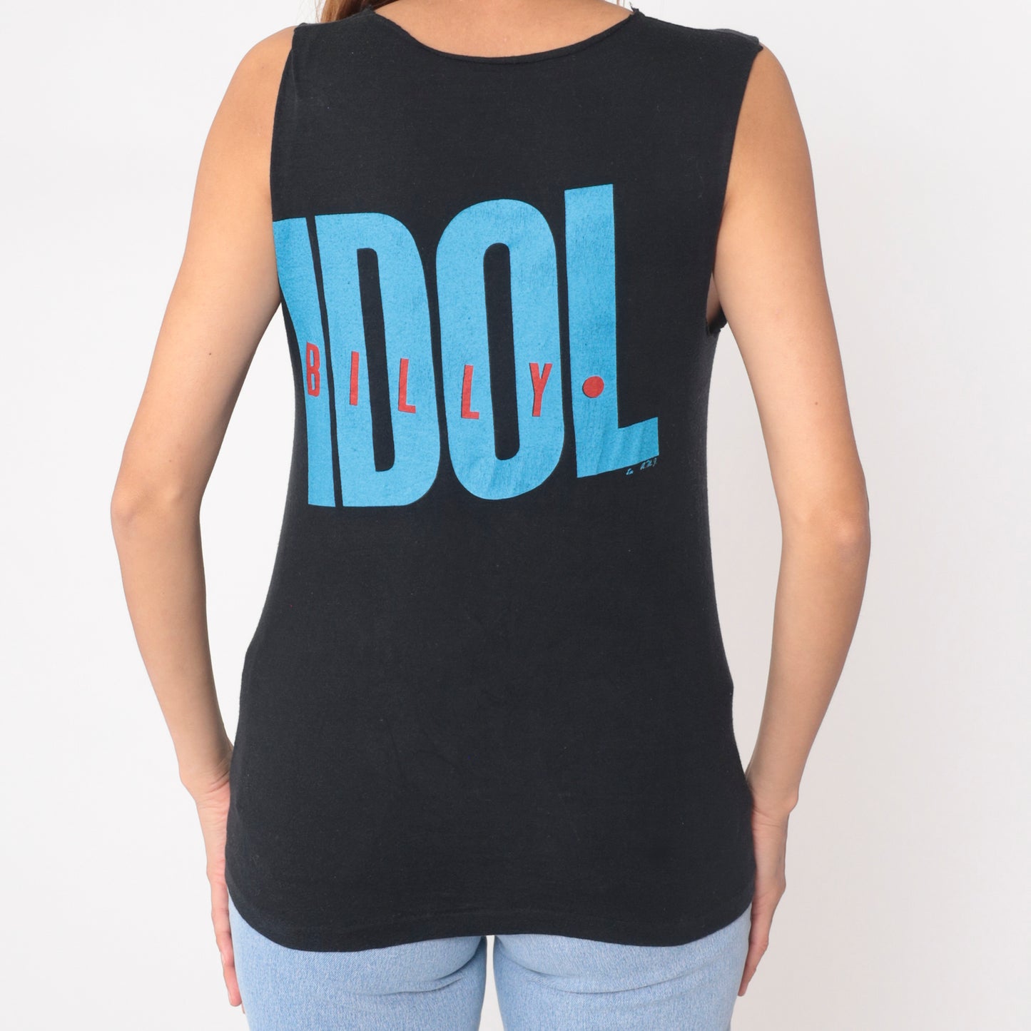 80s Billy Idol Tank Black Cotton Vintage Band Tee Concert Merch Cut Off Sleeves Rock Music Muscle Shirt Sleeveless New Wave Artist Medium M