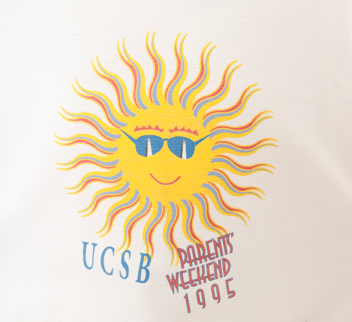 90s UCSB Sun Graphic Sweatshirt White Cotton College University Santa Barbara Pullover Collegiate Vintage Cream Unisex Top Extra Large XL