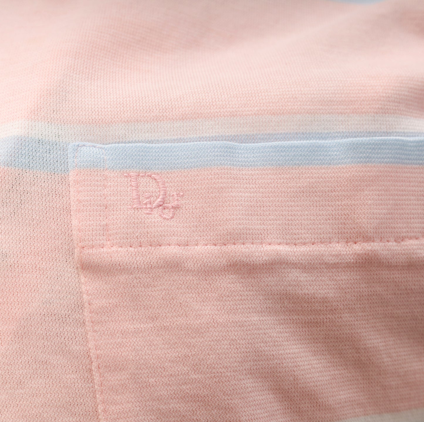 Christian Dior Polo 90s Striped Shirt Pink Blue Cotton Collared Top Pocket Pastel Blouse Preppy Collegiate Tennis Relaxed Fit Tee Large L