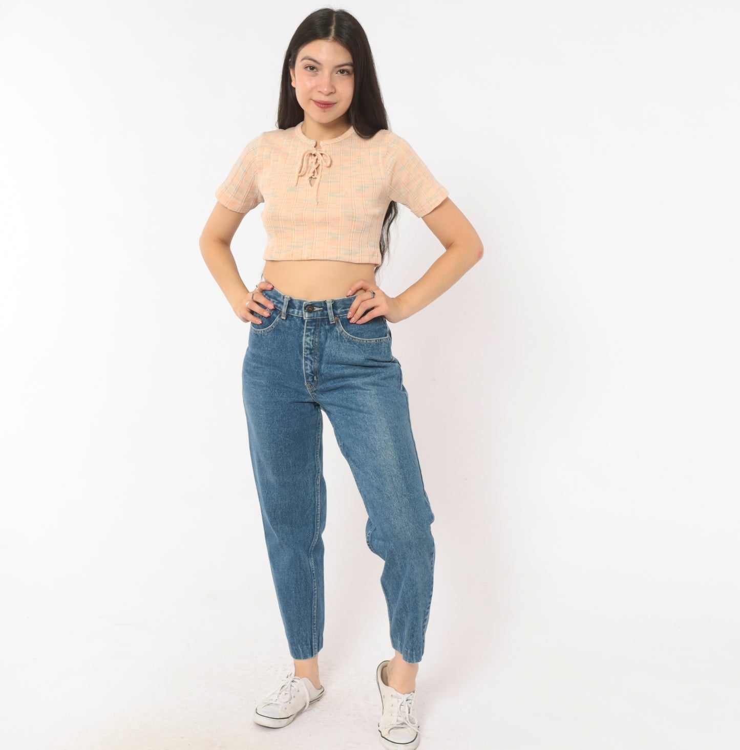 Coca Cola Jeans 90s High Waisted Mom Denim Tapered Leg Cotton Blue Vintage Straight Relaxed Fit Medium Wash Stonewash Pants Trousers Small S