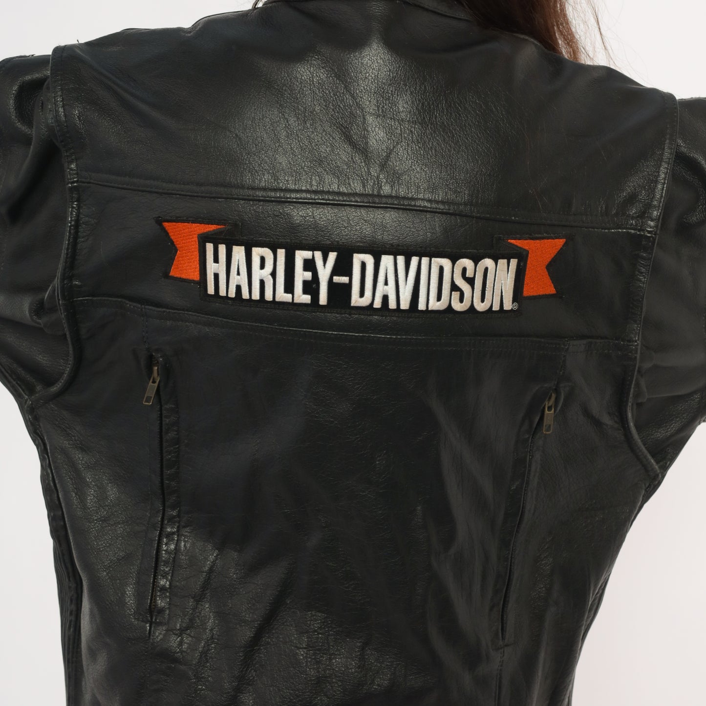 Harley Davidson Leather Jacket 90s Black Motorcycle Coat Biker Riding Padded Shoulder Moto Cruise Streetwear Cafe Racer Punk Rock Large L
