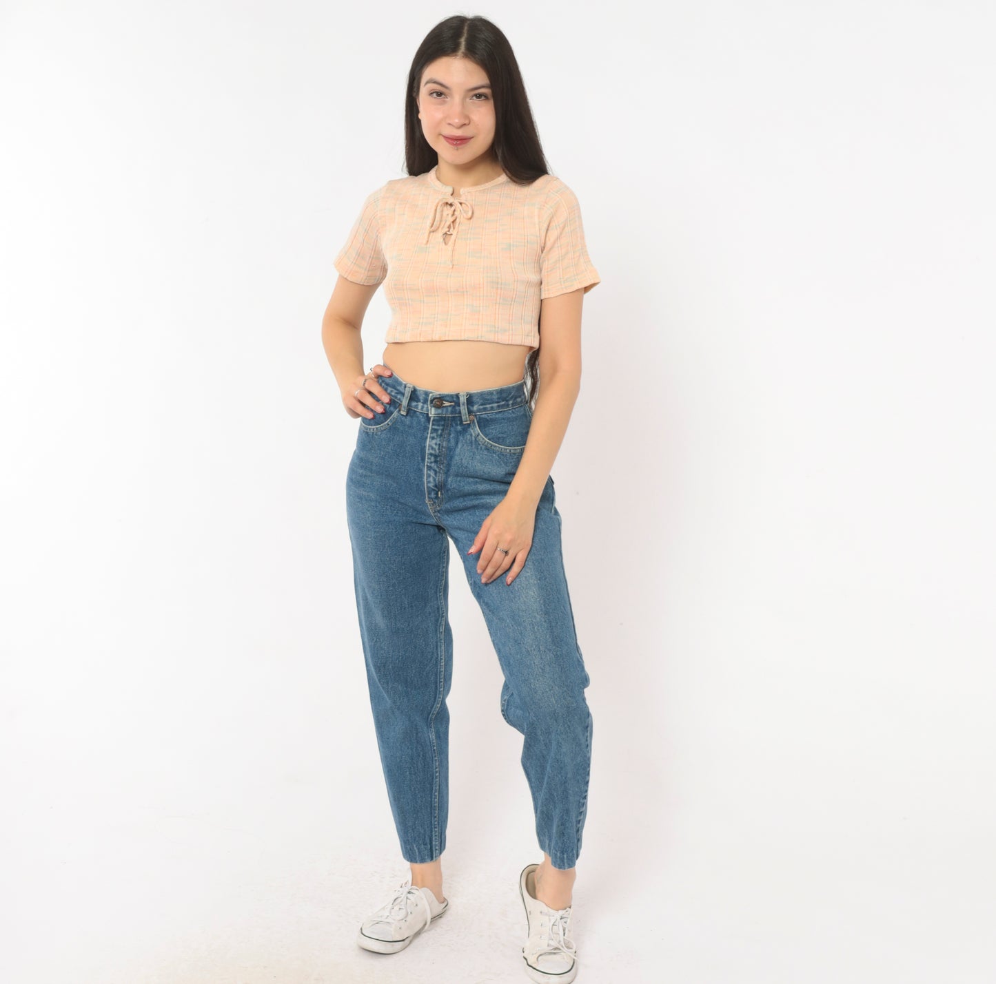 Coca Cola Jeans 90s High Waisted Mom Denim Tapered Leg Cotton Blue Vintage Straight Relaxed Fit Medium Wash Stonewash Pants Trousers Small S