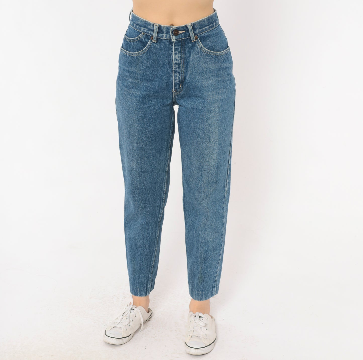 Coca Cola Jeans 90s High Waisted Mom Denim Tapered Leg Cotton Blue Vintage Straight Relaxed Fit Medium Wash Stonewash Pants Trousers Small S