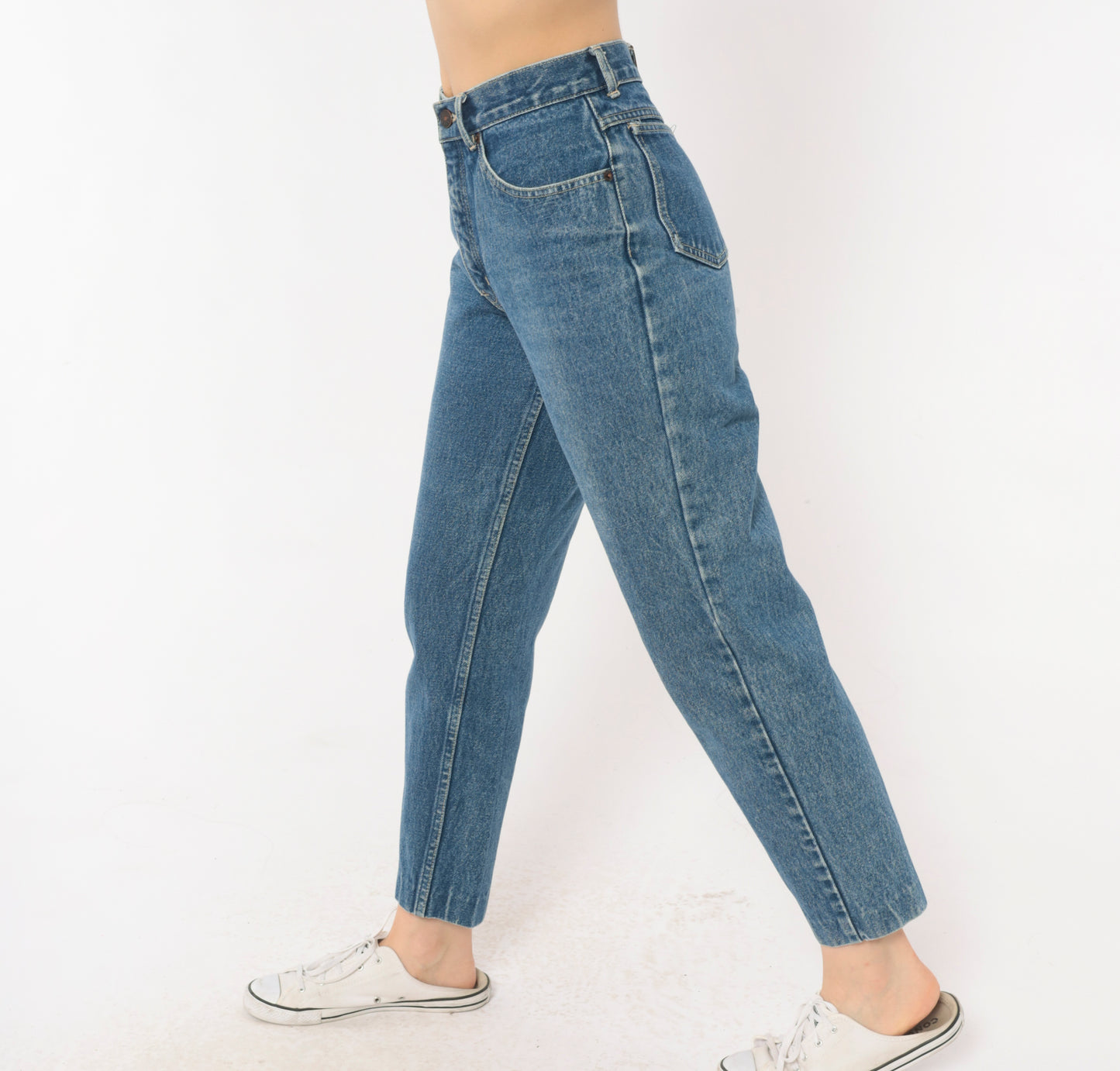 Coca Cola Jeans 90s High Waisted Mom Denim Tapered Leg Cotton Blue Vintage Straight Relaxed Fit Medium Wash Stonewash Pants Trousers Small S