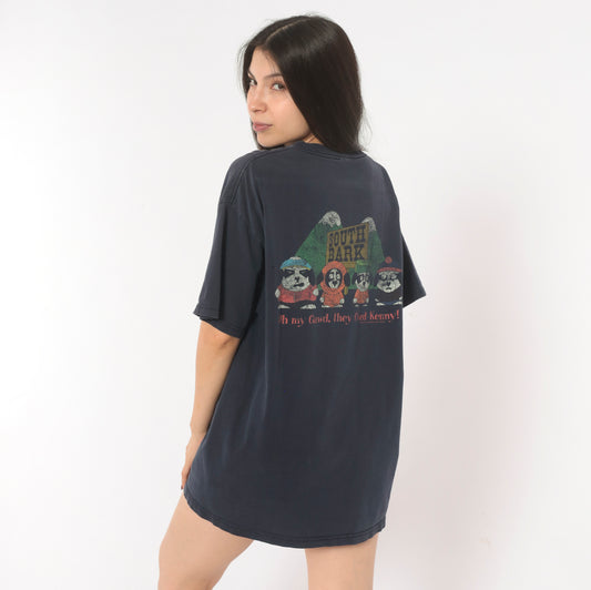 South Bark Big Dogs Parody Tee 2000s Dog South Park Humor Novelty Cotton Navy Blue Funny Animal Cartoon Comedy Vintage Short Sleeve Medium M