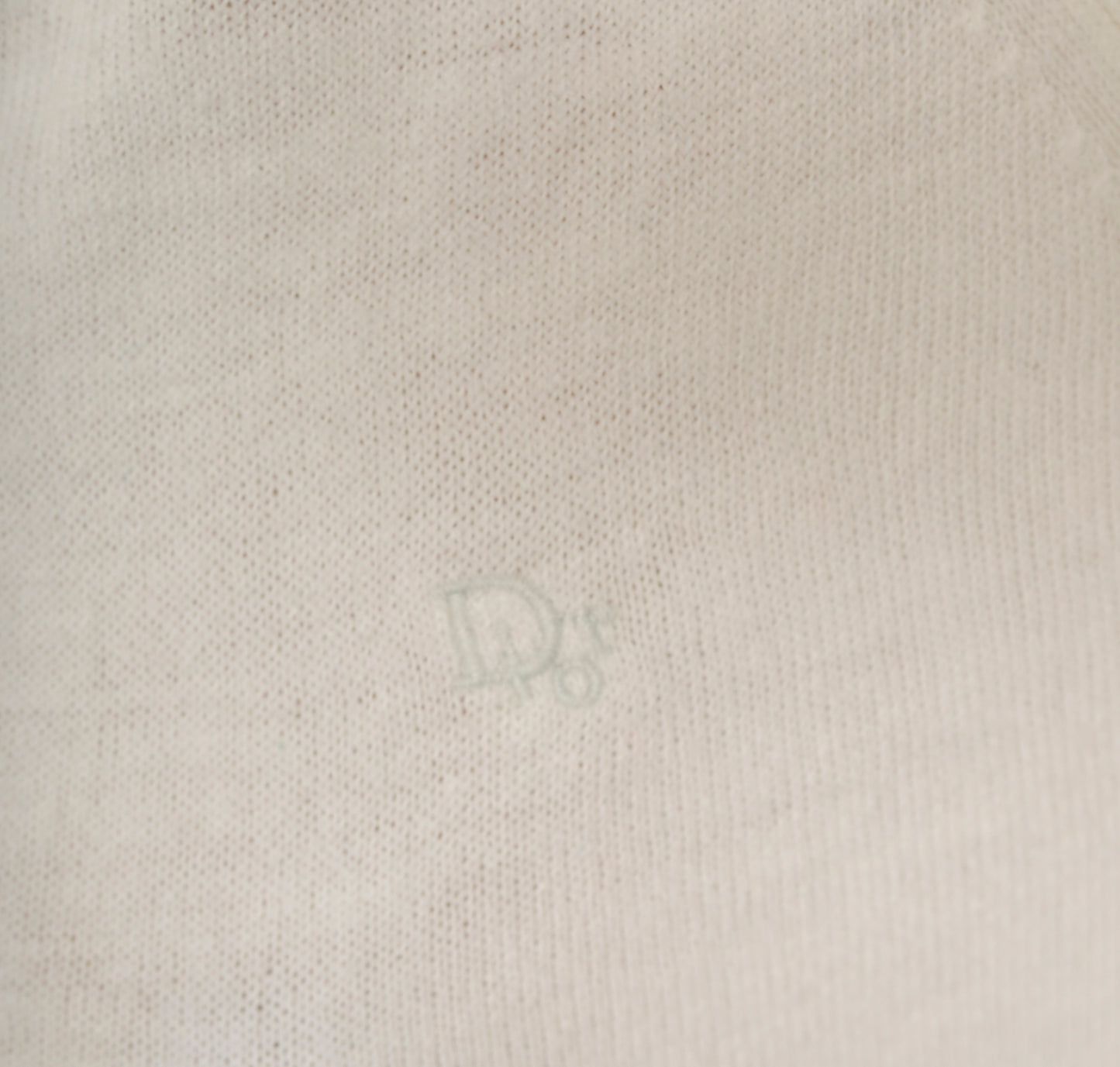 Christian Dior V Neck Sweater 80s Cream Pullover Knit Long Sleeve Tunic Length Off White Vintage Designer Preppy Collegiate Top Large L