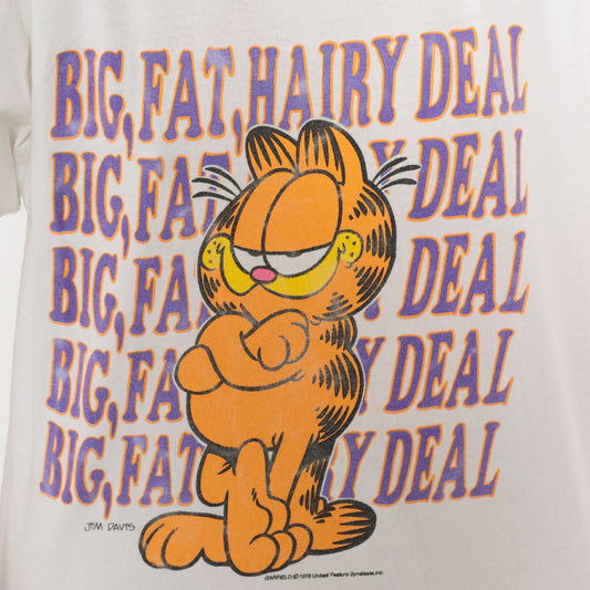 Garfield Big Fat Hairy Deal Tee 90s Cartoon Cat Cotton Short Sleeve Jim Davis Comic Strip Novelty Funny Vintage Shirt Medium To Large M L