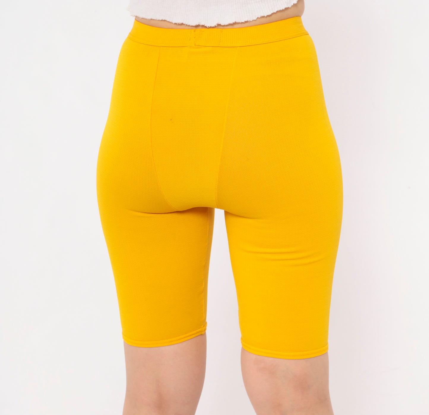 80s LA Rams NFL Bike Shorts Yellow Gold Compression Spandex Football Cycling Athletic Sportswear Graphic Vintage Activewear Extra Small XS