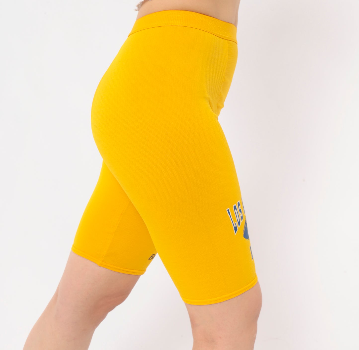 80s LA Rams NFL Bike Shorts Yellow Gold Compression Spandex Football Cycling Athletic Sportswear Graphic Vintage Activewear Extra Small XS