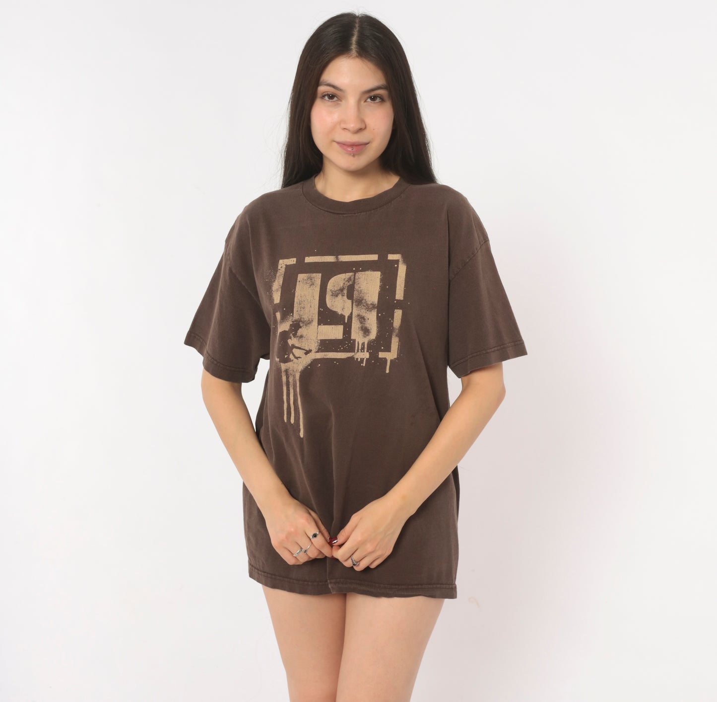 Linkin Park 2003 Tour Tee Chocolate Brown Band Shirt Summer Concert Graphic Cotton Nu Metal Rock Music Vintage Mocha Coffee Unisex Large L