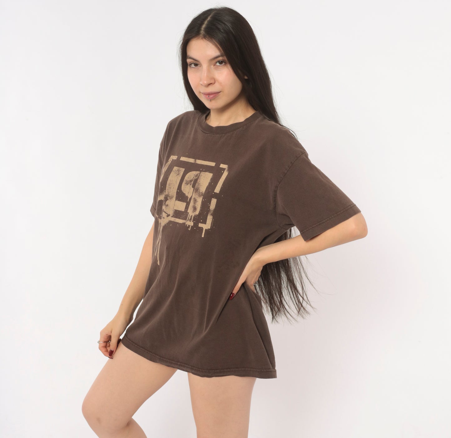 Linkin Park 2003 Tour Tee Chocolate Brown Band Shirt Summer Concert Graphic Cotton Nu Metal Rock Music Vintage Mocha Coffee Unisex Large L