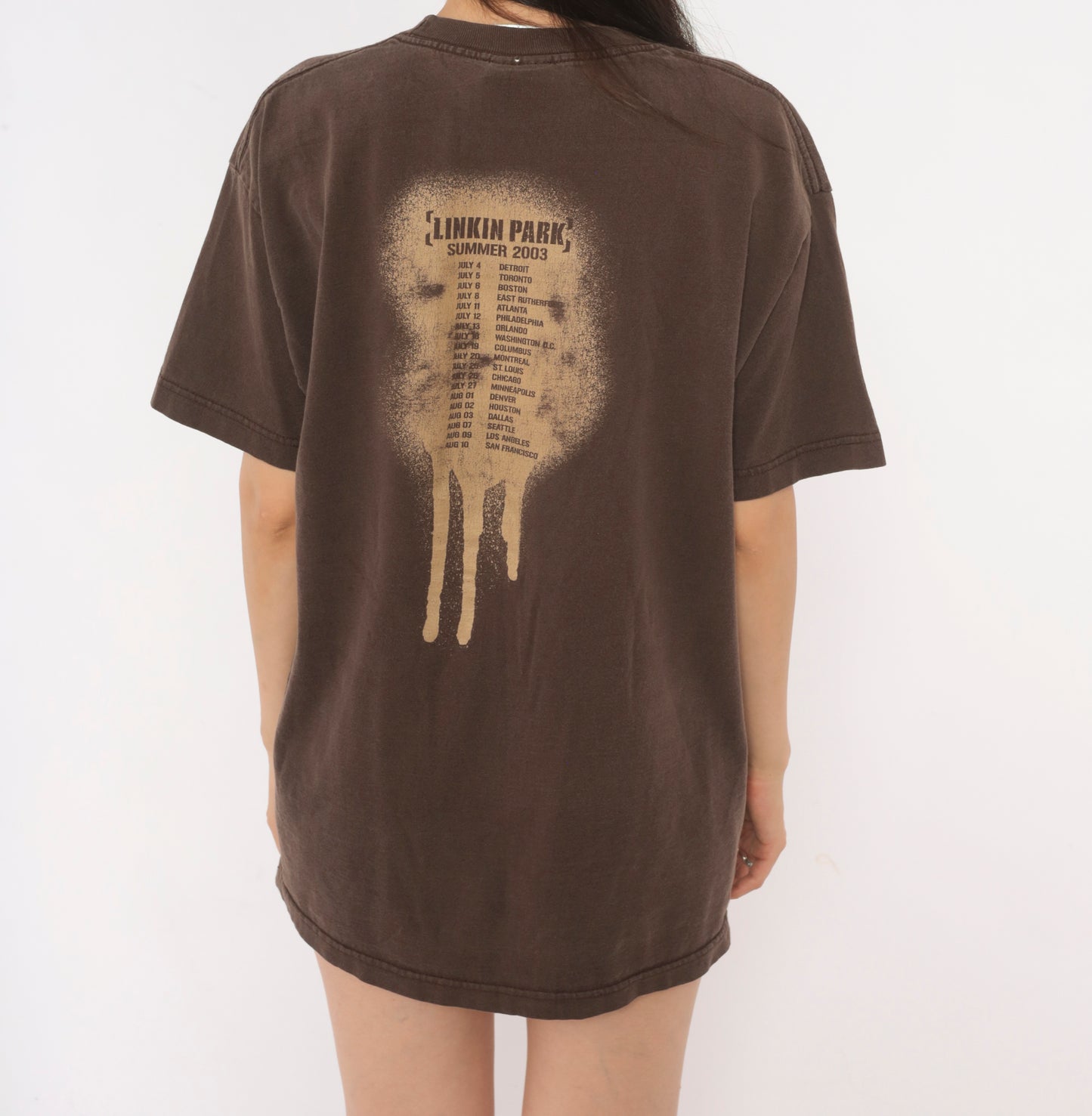 Linkin Park 2003 Tour Tee Chocolate Brown Band Shirt Summer Concert Graphic Cotton Nu Metal Rock Music Vintage Mocha Coffee Unisex Large L