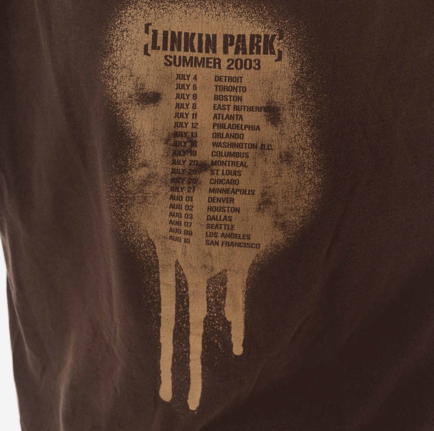Linkin Park 2003 Tour Tee Chocolate Brown Band Shirt Summer Concert Graphic Cotton Nu Metal Rock Music Vintage Mocha Coffee Unisex Large L