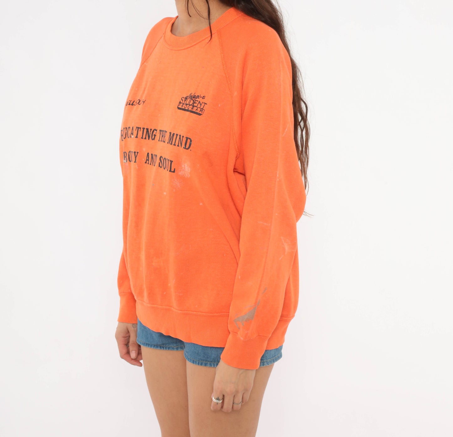 BellSouth Adopt A Student Program 90s Sweatshirt Orange Raglan Sleeve Pullover Vintage Collegiate Athletic Streetwear Unisex Extra Large XL