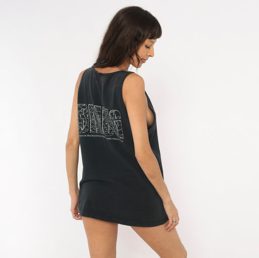 BMUG Macworld Boston 96 Tank Top Black Cotton Graphic Tee Tech Conference Vintage 90s Collegiate Shirt Faded Jet Relaxed Fit Unisex Large L