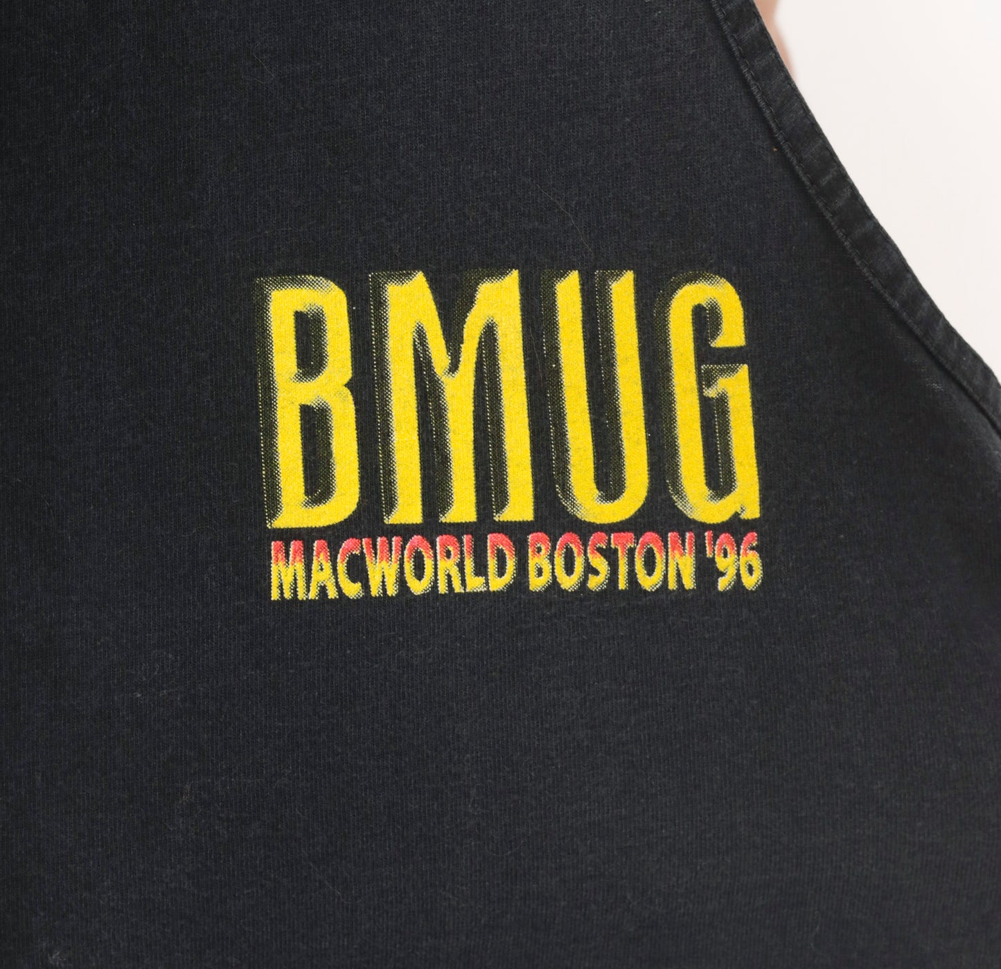 BMUG Macworld Boston 96 Tank Top Black Cotton Graphic Tee Tech Conference Vintage 90s Collegiate Shirt Faded Jet Relaxed Fit Unisex Large L