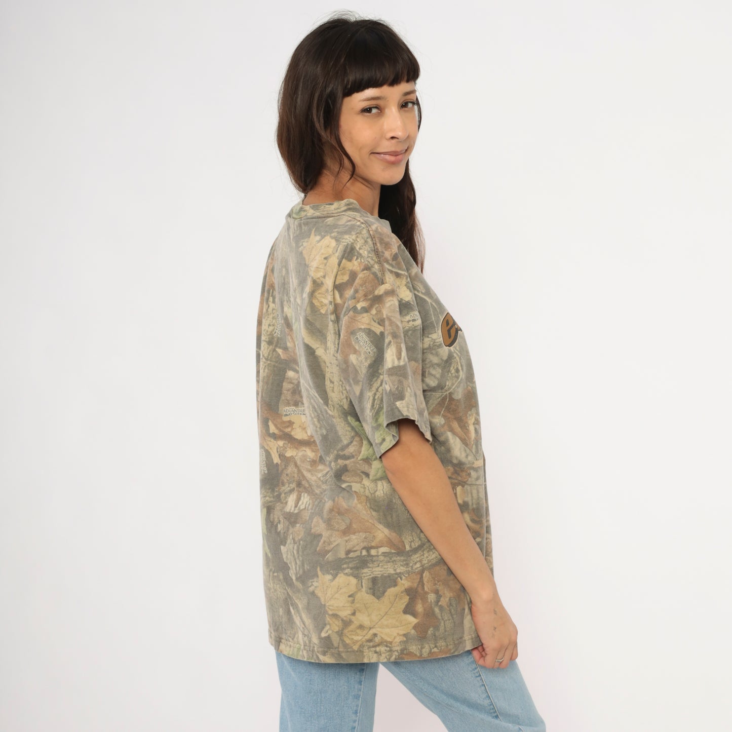 Camo Dale Earnhardt Tee NASCAR Racing 2000s Chase Realtree Leaf Cotton Hunting Woodland Motorsport Number 3 Tan Olive Shirt Extra Large XL