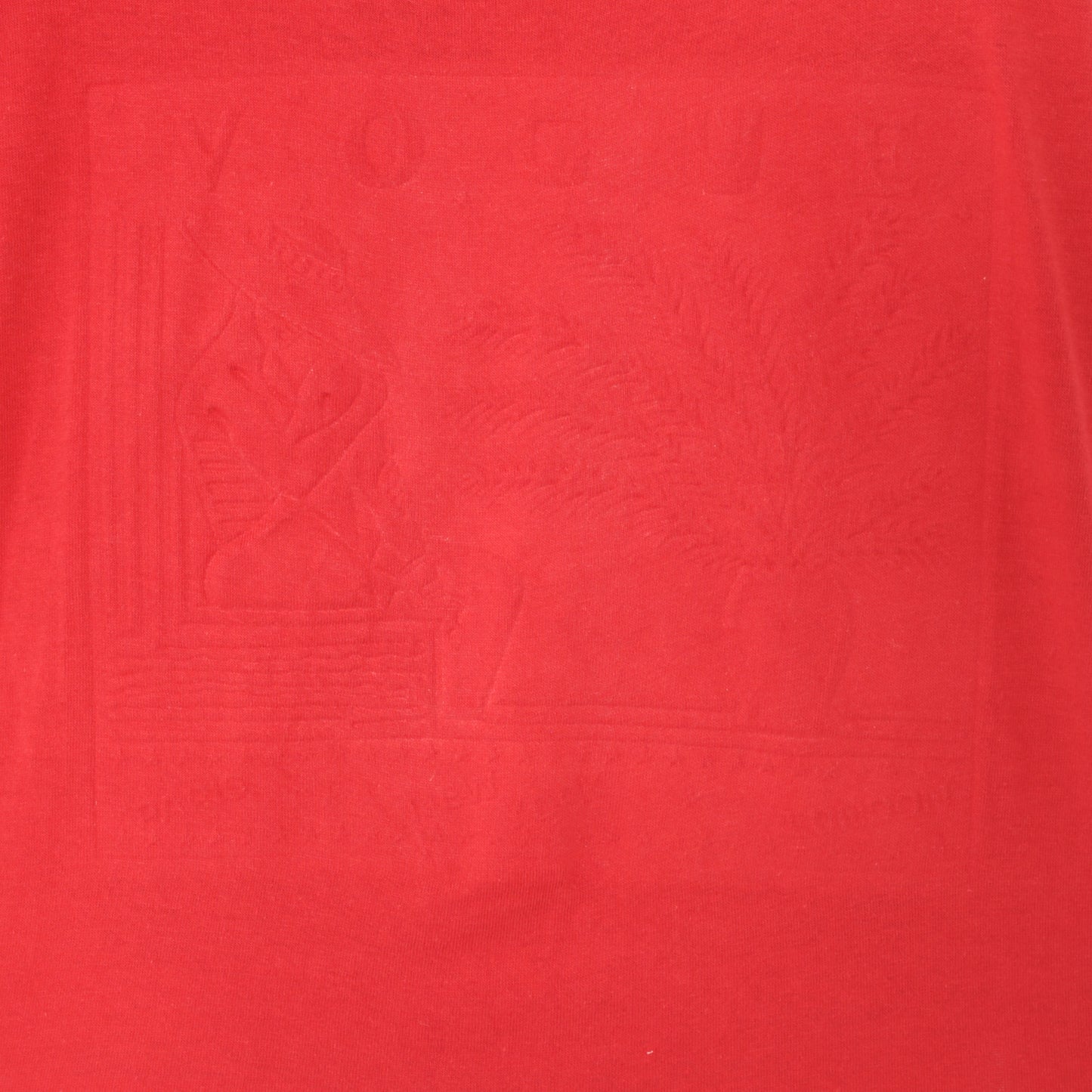 Embossed Vogue Red Tee 90s Boxy Fit Short Sleeve Tonal Graphic Cotton Shirt Blank Back Relaxed Casual Streetwear Vintage Top Large L