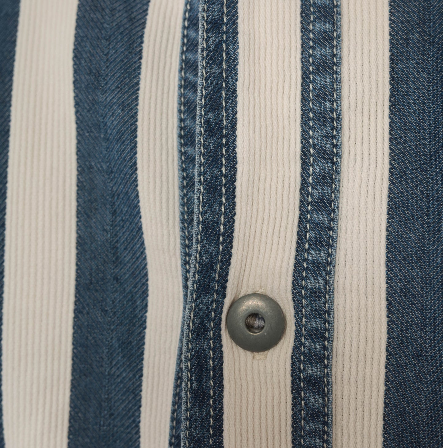 Armani Striped Denim Shirt 90s Navy White Cotton Button Front Relaxed Fit Stripe Long Sleeve Unisex Workwear Vintage Extra Extra Large XXL