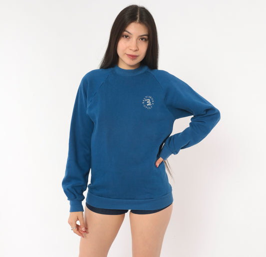 90s Sweatshirt Baltimore Opera Blue Raglan Sleeve Navy Cobalt Graphic Vintage Collegiate Academic Unisex Sweater Medium M