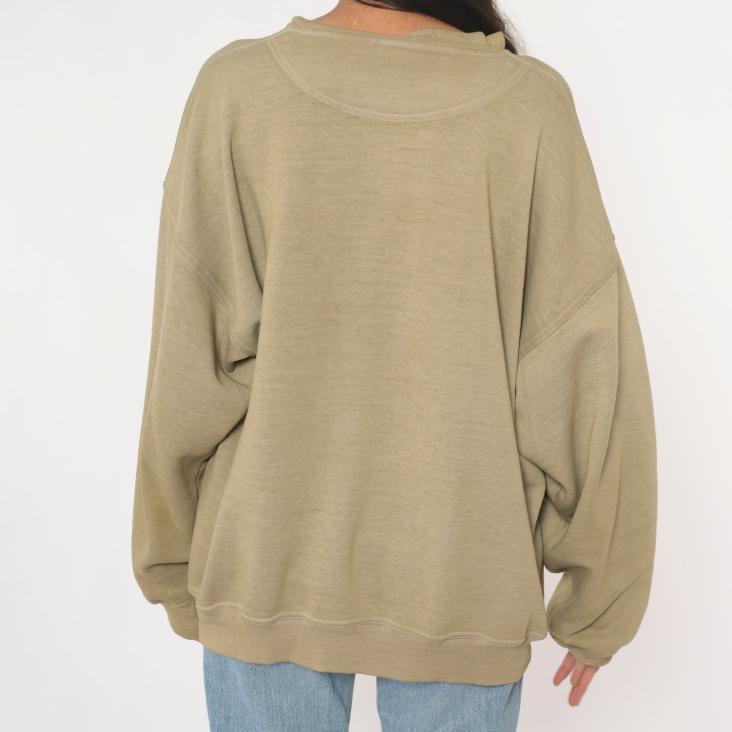 Michigan Wolverines Sweatshirt 90s College University Athletic Crewneck Beige Tan Sand Faded Graphic Cotton Vintage Pullover Extra Large XL