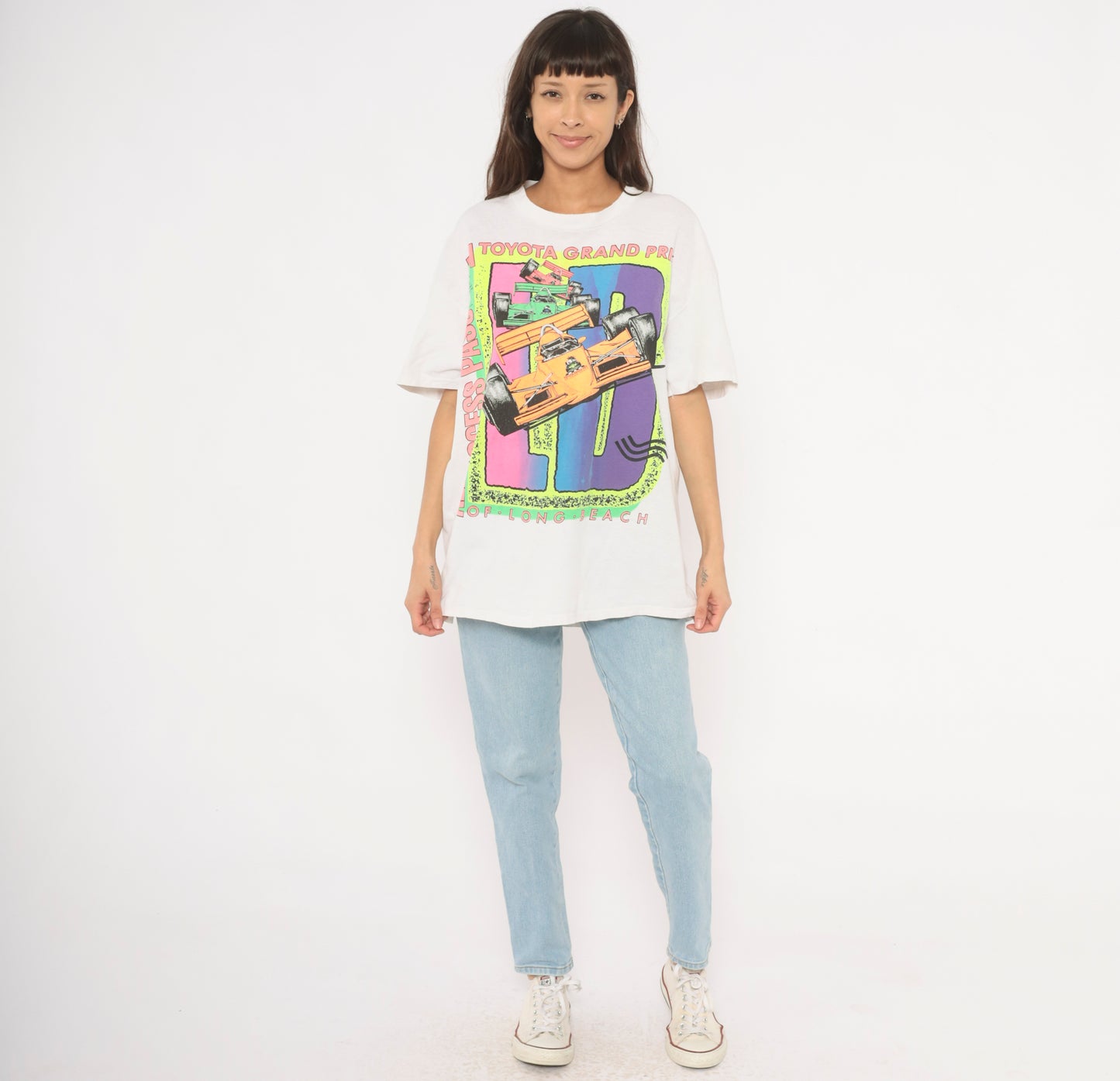 Neon Racing Tee 90s Toyota Grand Prix Long Beach Indy Car Cotton White Motorsport All Access Pass CART Formula Streetwear Extra Large XL