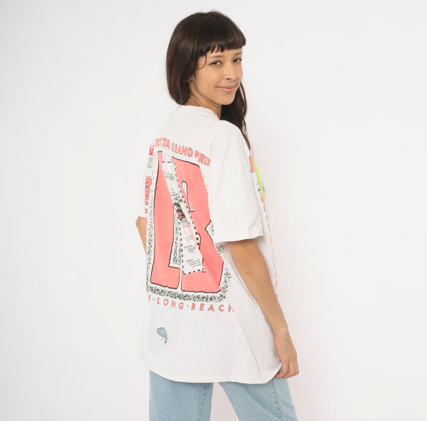 Neon Racing Tee 90s Toyota Grand Prix Long Beach Indy Car Cotton White Motorsport All Access Pass CART Formula Streetwear Extra Large XL