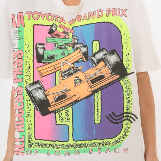 Neon Racing Tee 90s Toyota Grand Prix Long Beach Indy Car Cotton White Motorsport All Access Pass CART Formula Streetwear Extra Large XL