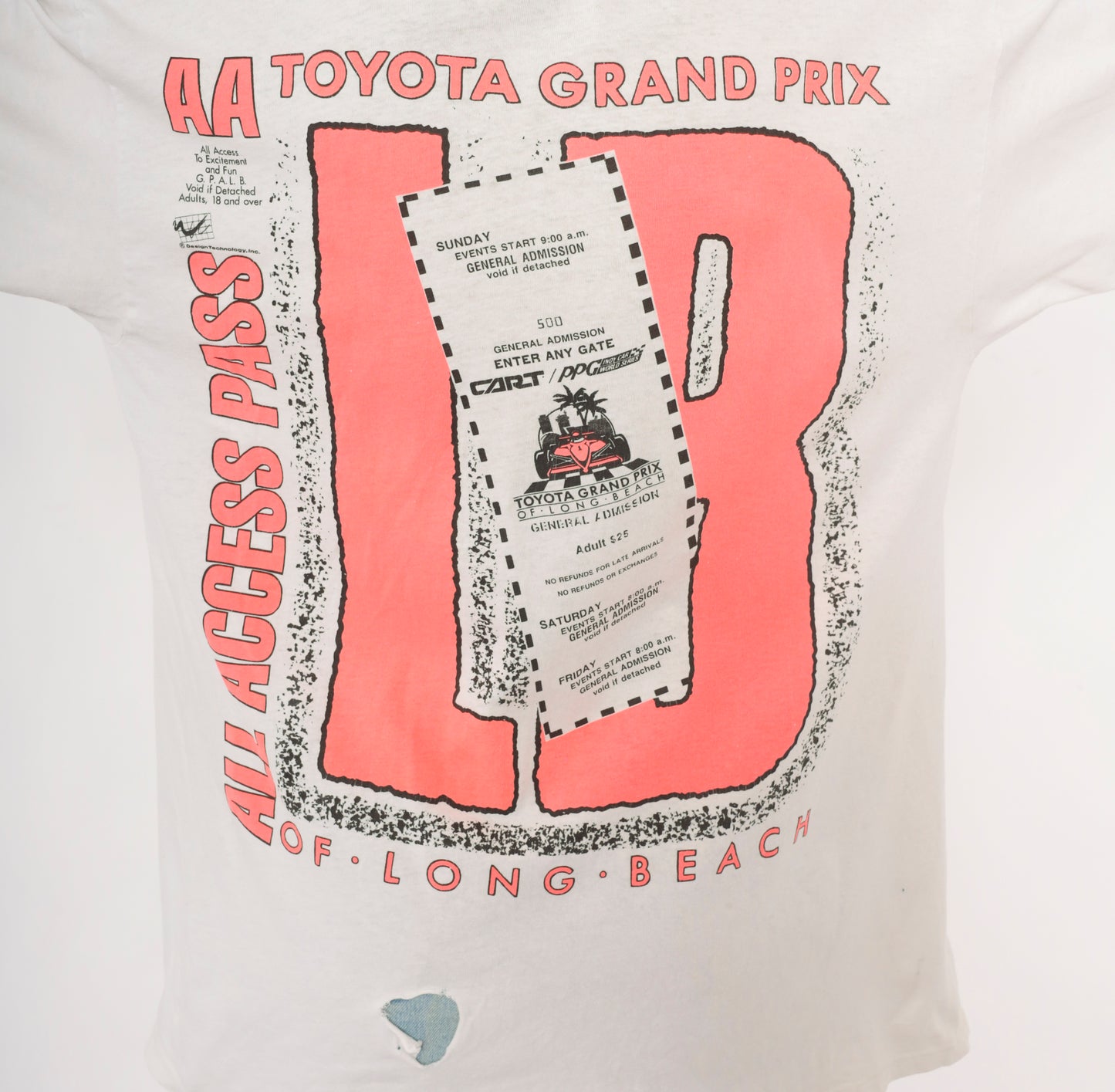 Neon Racing Tee 90s Toyota Grand Prix Long Beach Indy Car Cotton White Motorsport All Access Pass CART Formula Streetwear Extra Large XL