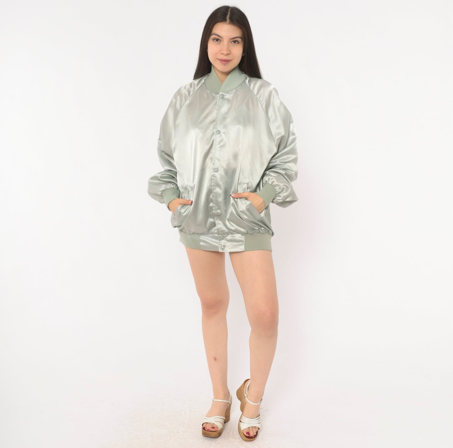 Alabama Pass It On Down Satin Bomber Grey Silver Band Tour Jacket 80s Country Music Varsity Vintage Unisex Mens Small S