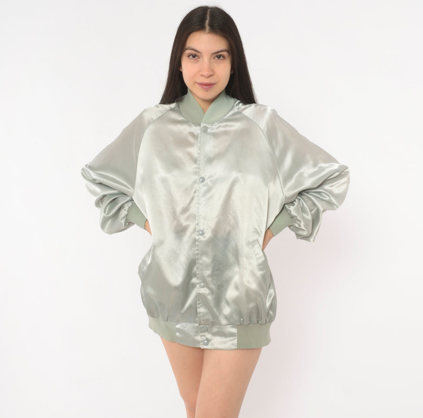 Alabama Pass It On Down Satin Bomber Grey Silver Band Tour Jacket 80s Country Music Varsity Vintage Unisex Mens Small S
