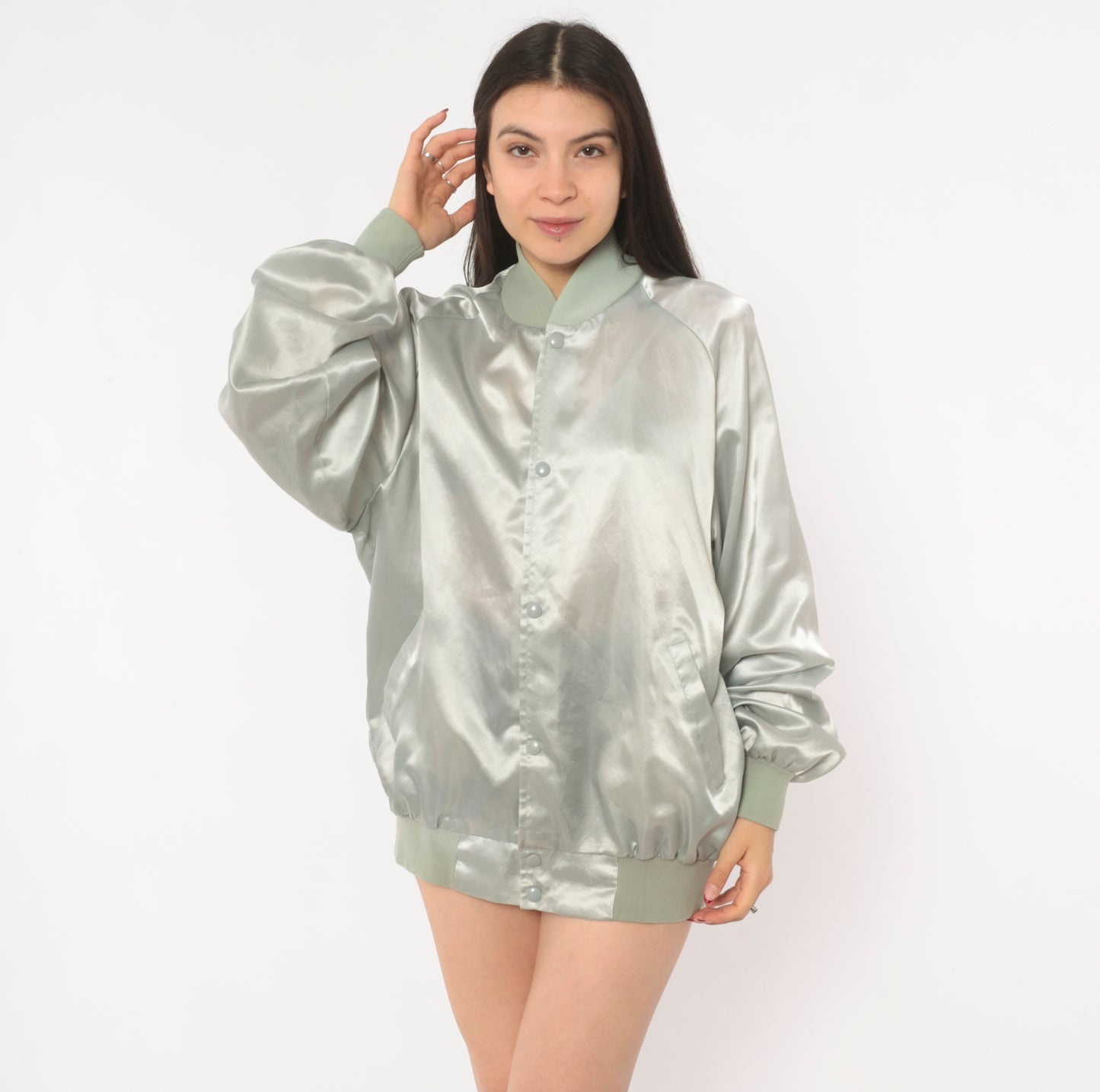 Alabama Pass It On Down Satin Bomber Grey Silver Band Tour Jacket 80s Country Music Varsity Vintage Unisex Mens Small S