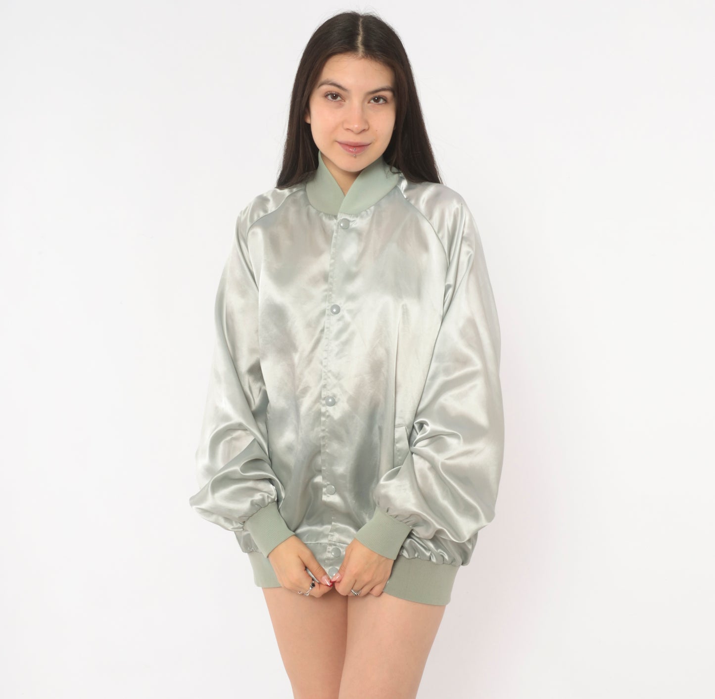 Alabama Pass It On Down Satin Bomber Grey Silver Band Tour Jacket 80s Country Music Varsity Vintage Unisex Mens Small S
