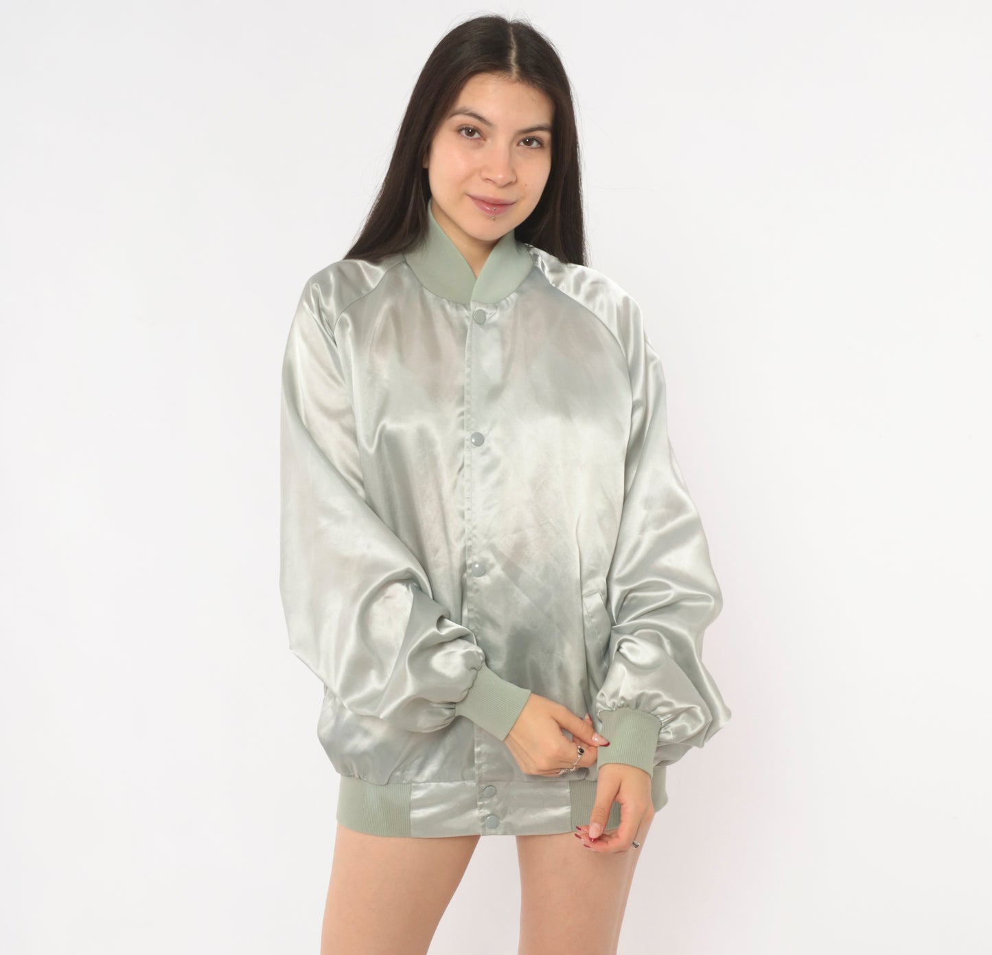 Alabama Pass It On Down Satin Bomber Grey Silver Band Tour Jacket 80s Country Music Varsity Vintage Unisex Mens Small S