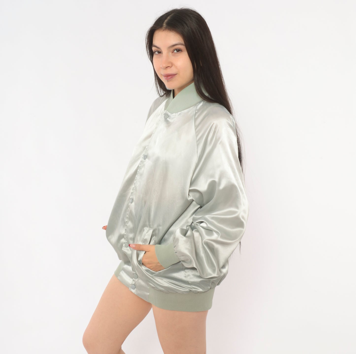 Alabama Pass It On Down Satin Bomber Grey Silver Band Tour Jacket 80s Country Music Varsity Vintage Unisex Mens Small S