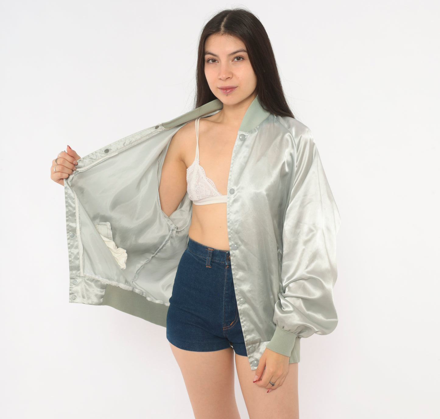 Alabama Pass It On Down Satin Bomber Grey Silver Band Tour Jacket 80s Country Music Varsity Vintage Unisex Mens Small S