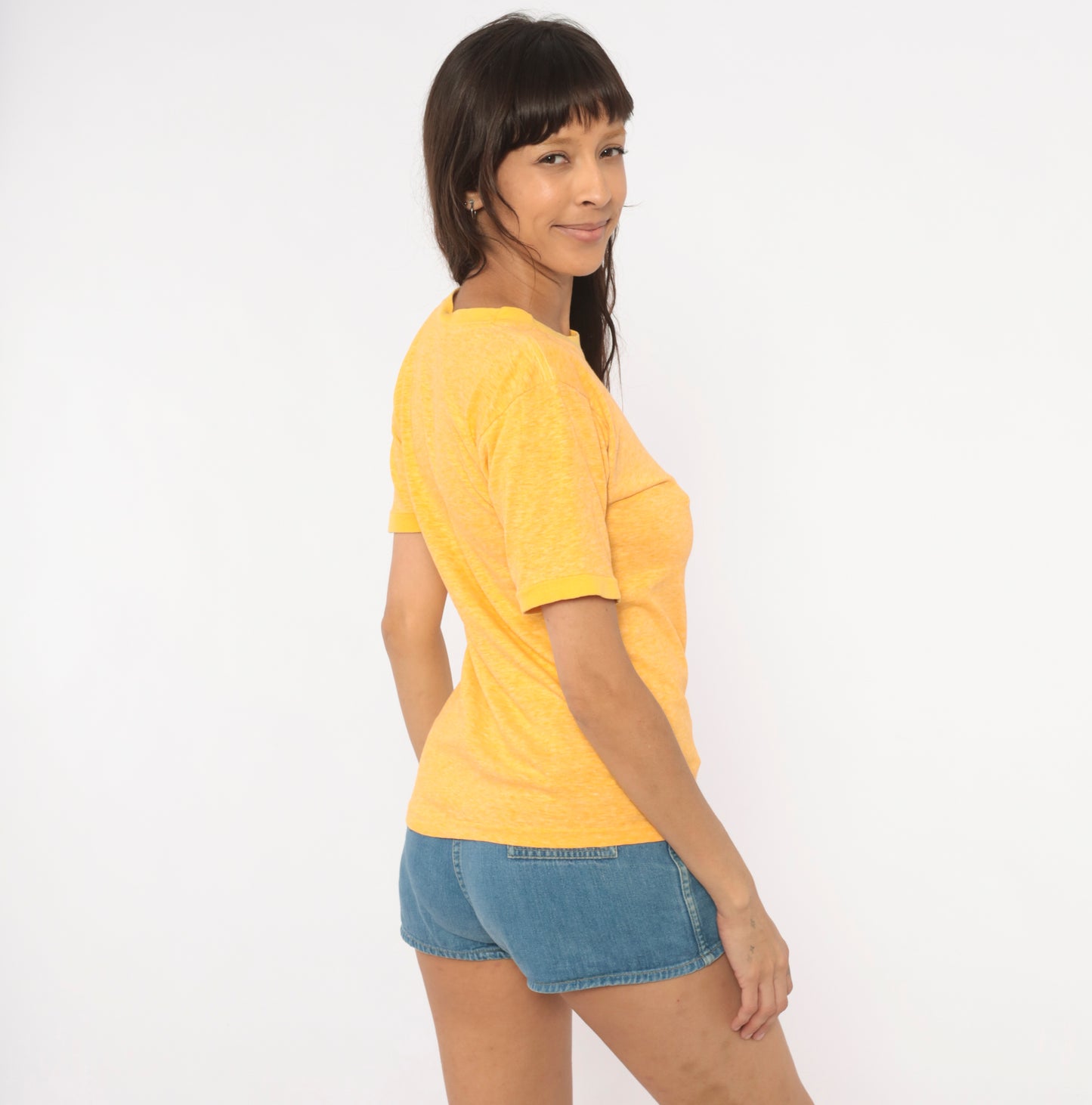 Muskingum College Tee 80s Heathered Gold Cotton University Shirt Mustard Yellow Collegiate Preppy Academic Vintage Top Extra Small XS
