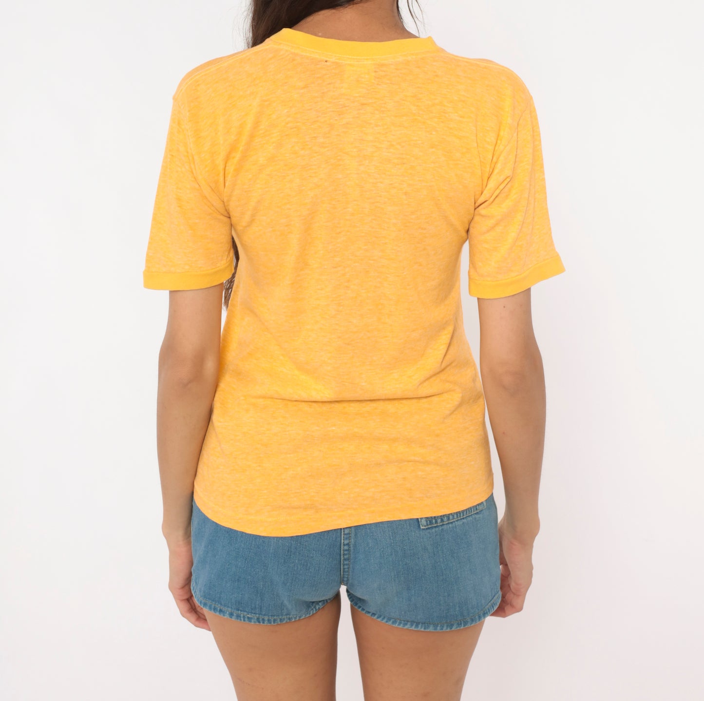 Muskingum College Tee 80s Heathered Gold Cotton University Shirt Mustard Yellow Collegiate Preppy Academic Vintage Top Extra Small XS