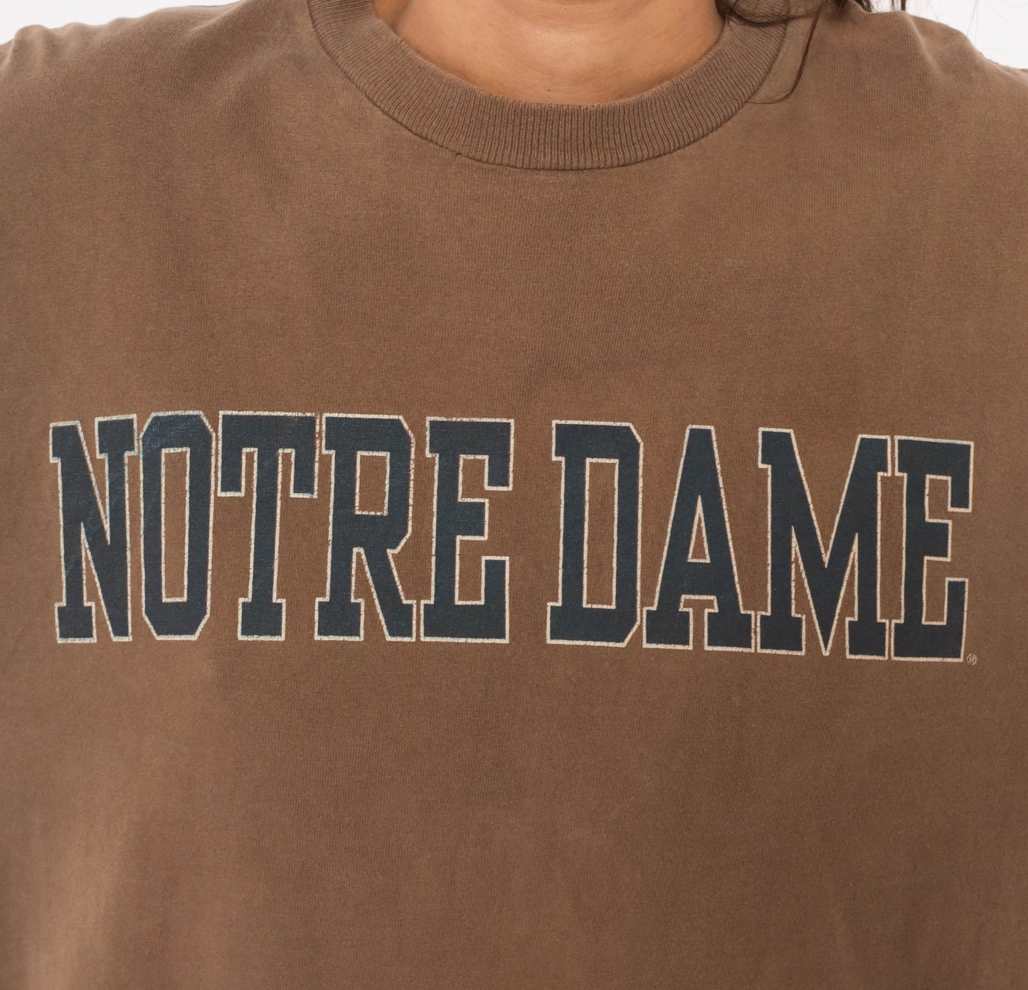 90s Notre Dame Jansport Long Sleeve Tee Mocha Brown Collegiate Cotton University Shirt Coffee Varsity Athletic Tan Relaxed Fit Top Large L
